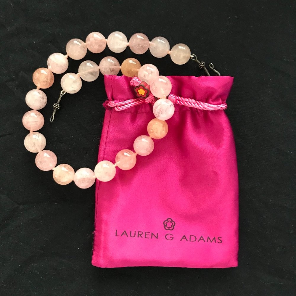 Rose Quartz bead necklace, Lauren G Adams, NIB